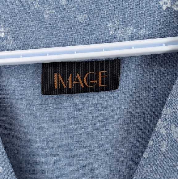 Vintage Image 18W Plus Light Blue Denim Style Floral Blazer Women - Picture 4 of 10